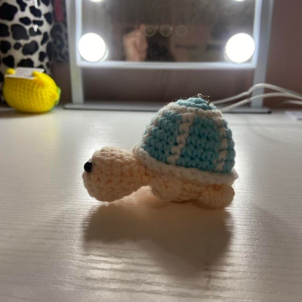 Handmade Crocheted Keychain Turtle - Picture 2 of 2